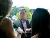Grady News Source Reporter Joshua Buce shares details of his altercation with Red & Black Publisher Harry Montevideo at an open house at The Red & Black on Friday. Photo by Porter McLeod.